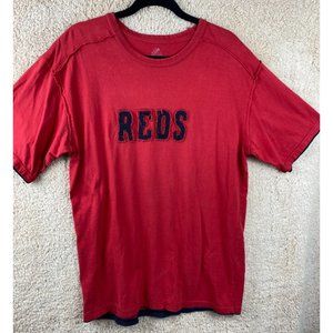 Vintage Mens Sz L Cincinnati Reds Short Sleeve Raised Letter Layered Look Tee
